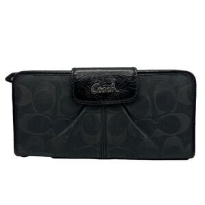 COACH Black Signature Canvas Ashley Wallet